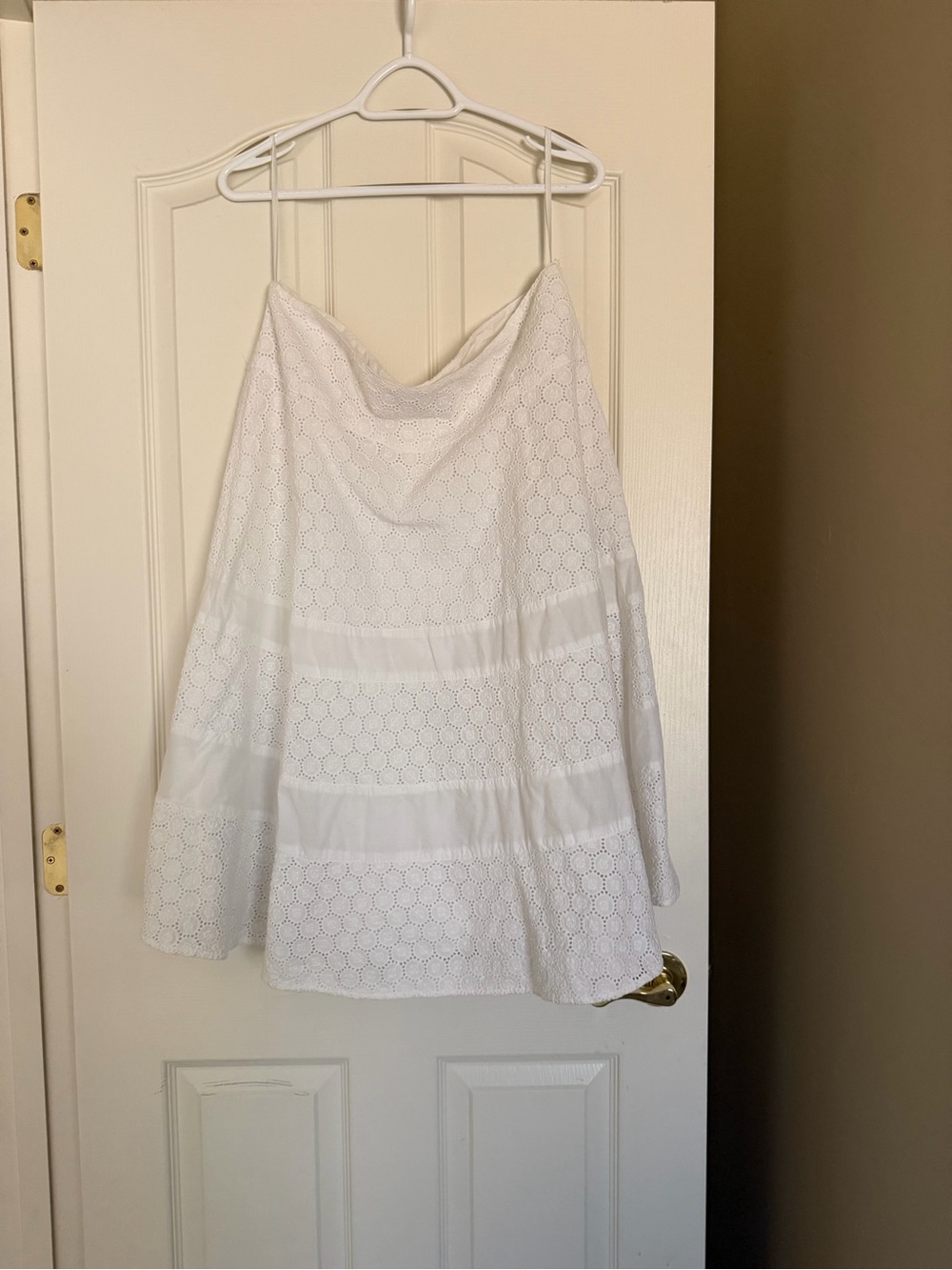 Nine West White Eyelet A-Line Midi Skirt